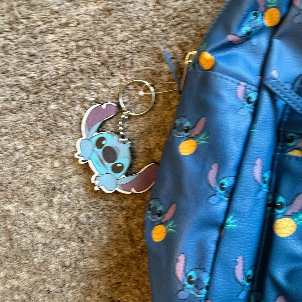 Disney Stitch Pineapple Blue Faux Leather Backpack Kids School Bag NWT